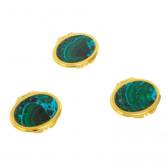 Зеркальце овальное из малахита с хризоколлой цвет золото 126744