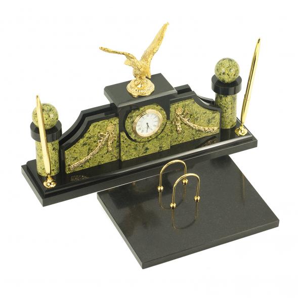 Письменный набор &amp;quot;Гордый орел&amp;quot; бронза змеевик 118664