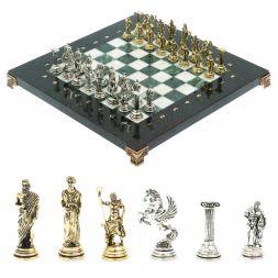 Шахматы &amp;quot;Подвиги Геракла&amp;quot; доска 28х28 см из мрамора и змеевика