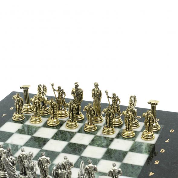 Шахматы &amp;quot;Подвиги Геракла&amp;quot; доска 28х28 см из мрамора и змеевика 128234