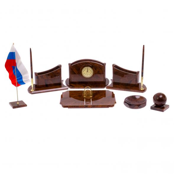 Набор на стол руководителю &amp;quot;Банкир&amp;quot; коричневый обсидиан 125841