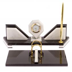 Настольный набор из камня &amp;quot;Эталон&amp;quot; белый мрамор