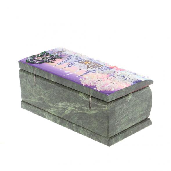 Шкатулка &amp;quot;Домик в зимнем лесу&amp;quot; камень змеевик 15х7,5х6 см 127450