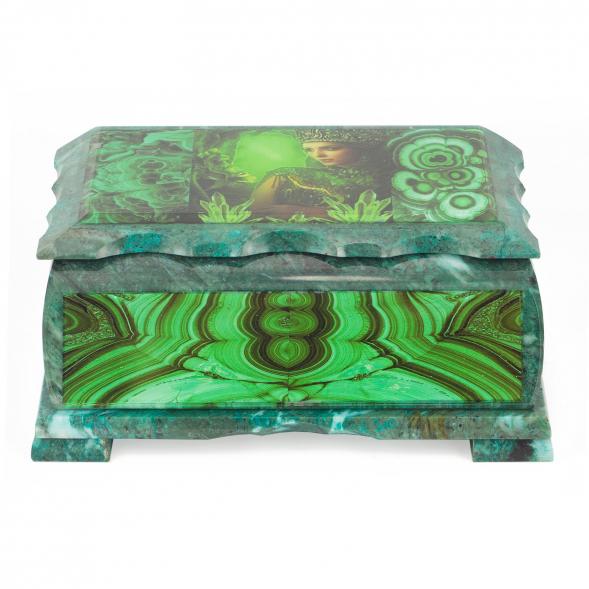 Шкатулка Хозяйка медной горы с иллюстрацией под малахит н3 22х13х9 см 118782