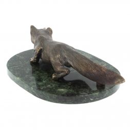 Бронзовая статуэтка "Лис крадется" змеевик