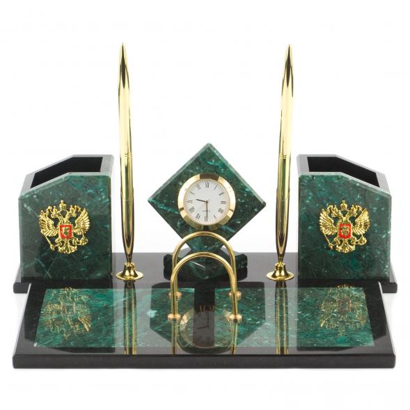 Настольный набор &amp;quot;Куб&amp;quot; камень змеевик 120102