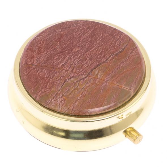 Таблетница на 3 отсека камень яшма цвет золото 125540