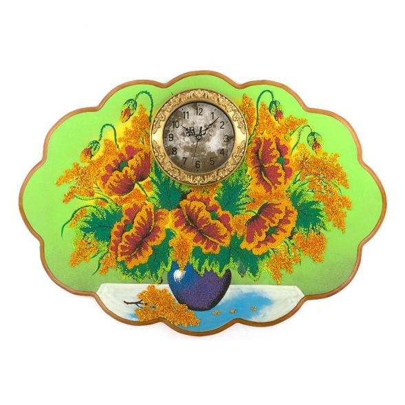 Часы с картиной &amp;quot;Букет маков&amp;quot; 66х48 см каменная крошка 119551