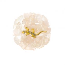 Магнит "Розовый кварц" с ящерицей 5х5х1 см