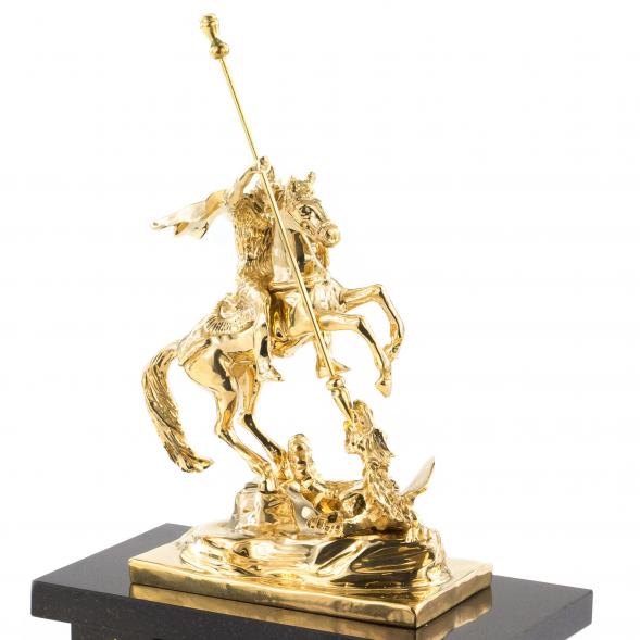 Часы &amp;quot;Георгий Победоносец&amp;quot; из малахита и бронзы 120191