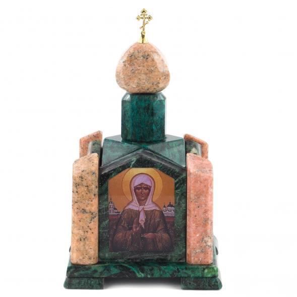 Шкатулка &amp;quot;Часовня&amp;quot; змеевик мрамор 14х14х24 см 120503