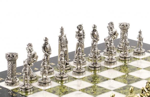 Шахматы подарочные &amp;quot;Рыцари&amp;quot; 36х36 см мрамор змеевик 120724