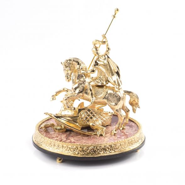 Статуэтка из бронзы &amp;quot;Георгий Победоносец&amp;quot; на каменной подставке из яшмы 113717