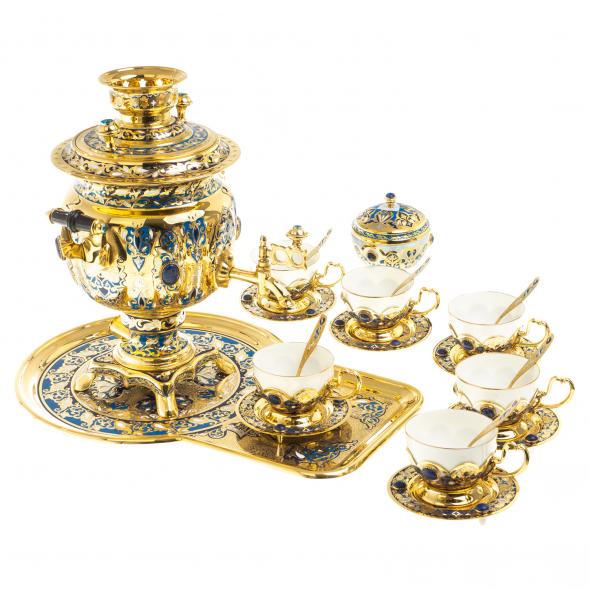 Самовар с сервизом на 6 персон &amp;quot;Лазуритовый&amp;quot; Златоуст 123369
