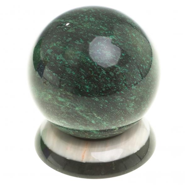 Шар &amp;quot;Антистресс&amp;quot; из темно-зеленого змеевика 9 см на подставке 124087