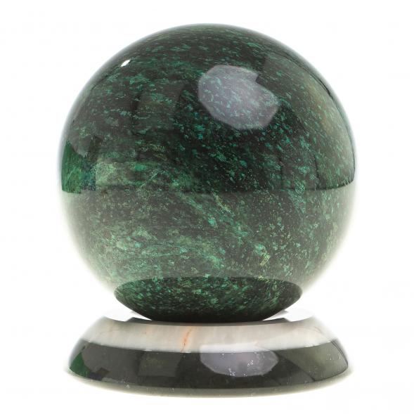 Шар &amp;quot;Антистресс&amp;quot; из темно-зеленого змеевика 9 см на подставке 124087
