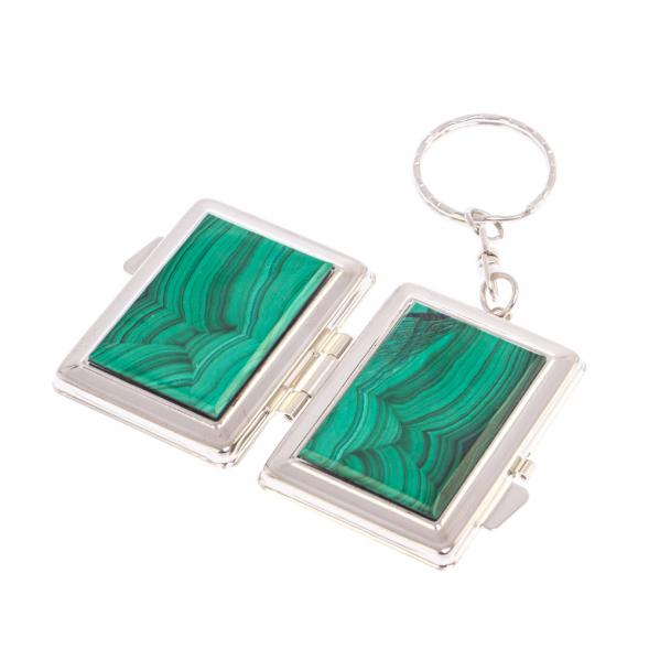 Складное зеркало брелок из малахита прямоугольное 126671