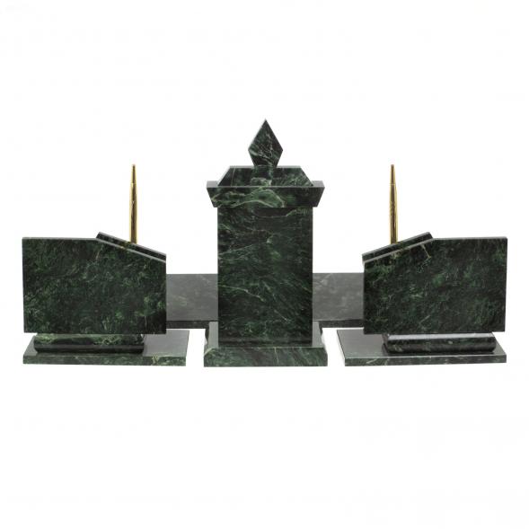 Канцелярский набор с гербом и флагом России камень змеевик 126898