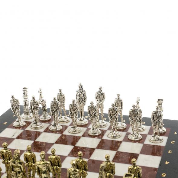 Шахматы подарочные &amp;quot;Великая Отечественная война&amp;quot; из лемезита и мрамора доска 40х40 см 129838