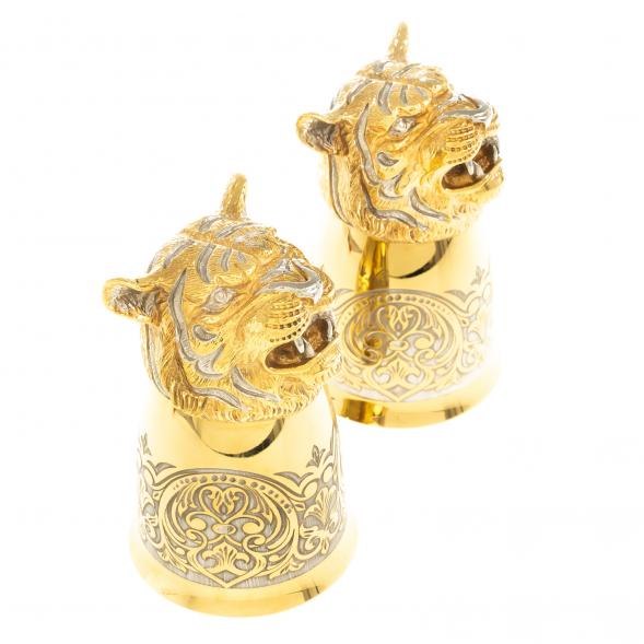 Стопки перевертыши &amp;quot;Тигр&amp;quot; 60 мл 2 шт бронза Златоуст 122949