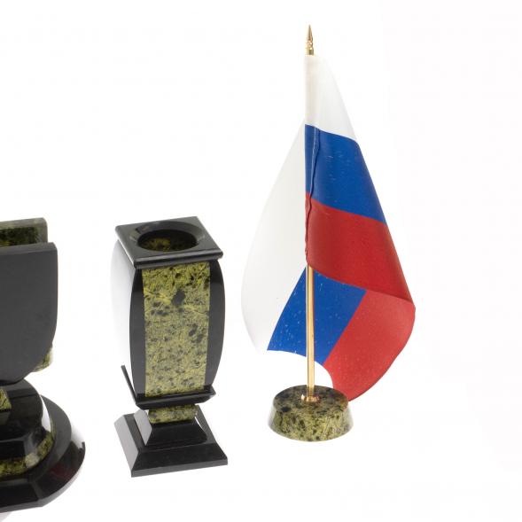 Письменный набор &amp;quot;Престиж&amp;quot; с символикой России камень змеевик 113252