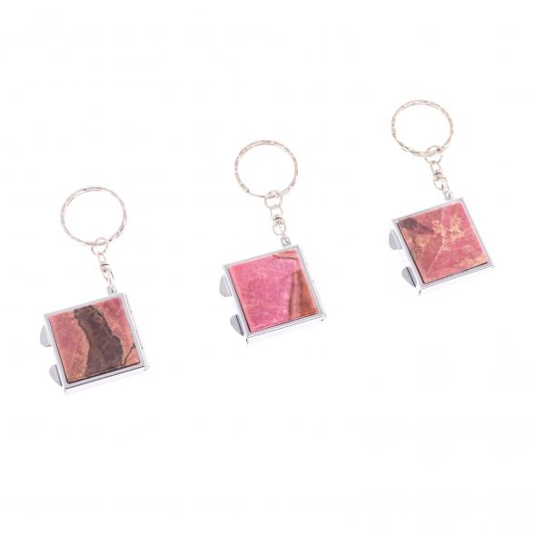 Складное зеркало брелок из родонита квадратное 126600