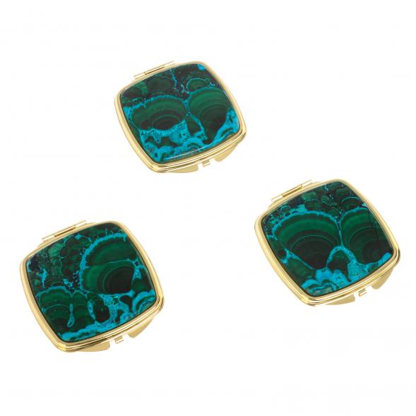 Зеркальце карманное складное из малахита с хризоколлой цвет золото 126747
