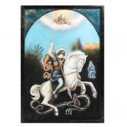 Картина из камня &amp;quot;Георгий Победоносец&amp;quot; змеевик