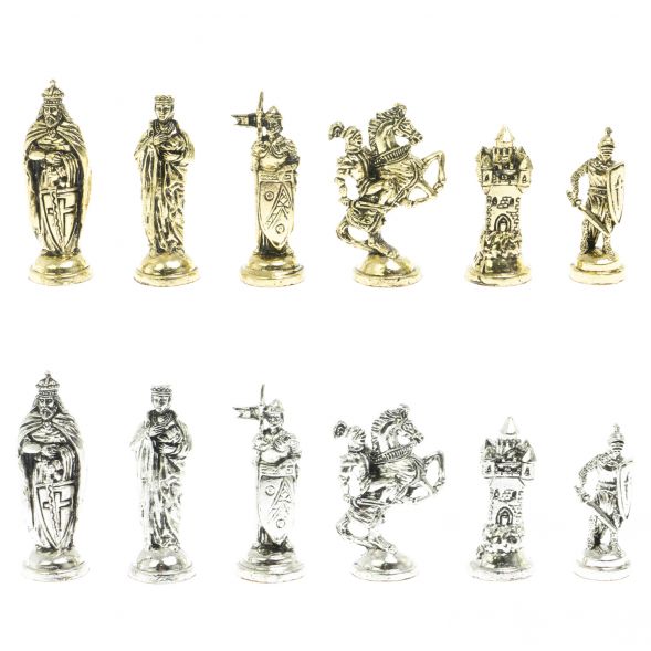 Шахматы &amp;quot;Рыцари крестоносцы&amp;quot; доска 44х44 см из мрамора и змеевика 128237