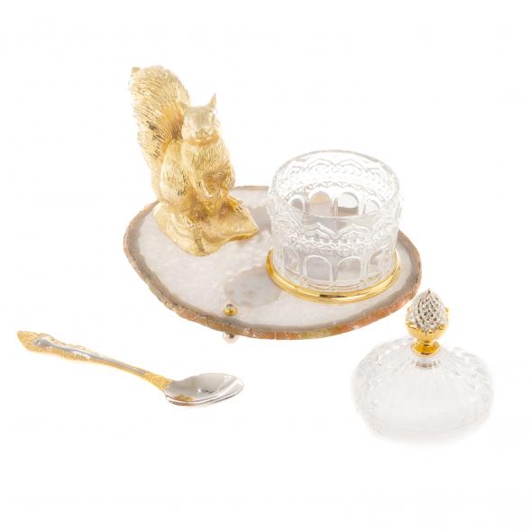 Медовница &amp;quot;Золотая белка&amp;quot; камень агат бронза Златоуст 119644