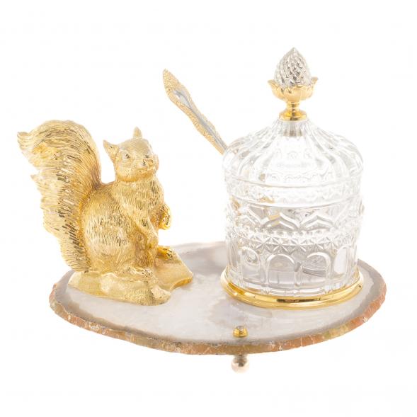 Медовница &amp;quot;Золотая белка&amp;quot; камень агат бронза Златоуст 119644