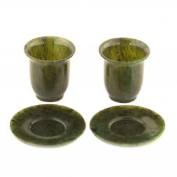 Кофейная пара из нефрита (2 чашки, 2 блюдца)