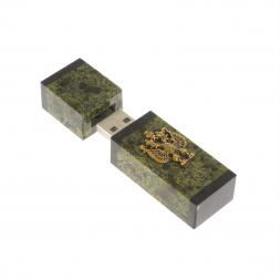 Флешка из камня змеевик с герборм РФ 64 GB