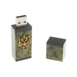 Флешка из камня змеевик с герборм РФ 64 GB