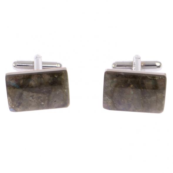Запонки камень лабрадор прямоугольные 125693