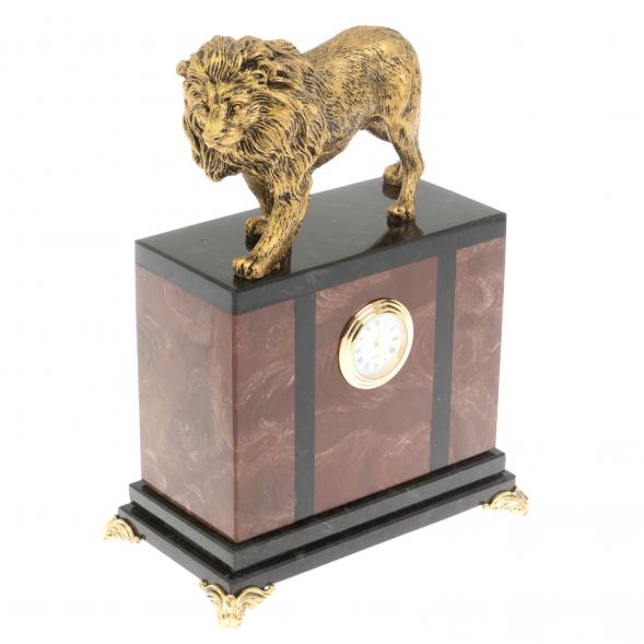 Настольные часы из камня &amp;quot;Гордый лев&amp;quot; лемезит 117898