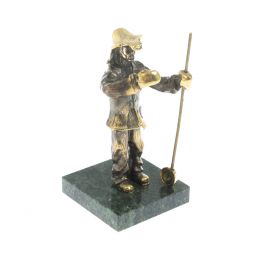 Бронзовая статуэтка "Сталевар" камень змеевик