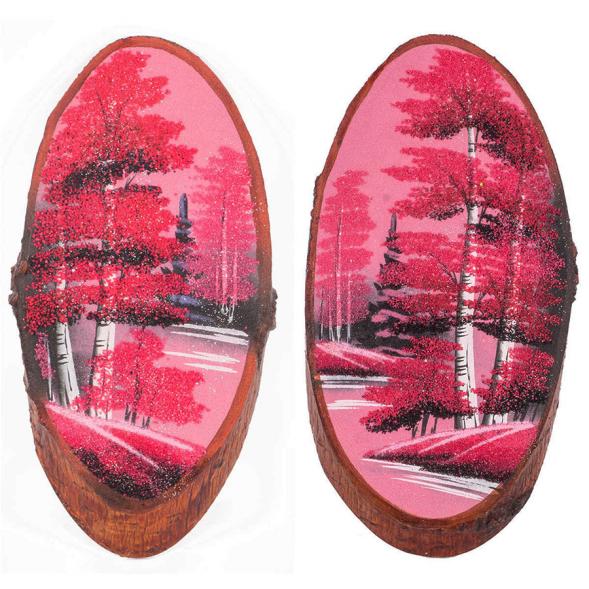 Картина на спиле дерева &amp;quot;Розовый закат&amp;quot; вертикальное 30-35 см рисунок из каменной крошки 118853