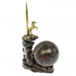 Композиция с шаром "Лошадь на скале" с ручкой камень конгломерат