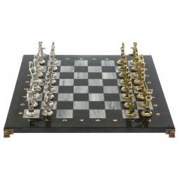 Шахматы "Великая Отечественная война" из серого мрамора доска 40х40 см