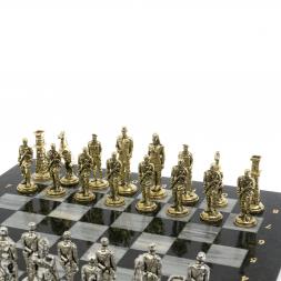 Шахматы "Великая Отечественная война" из серого мрамора доска 40х40 см