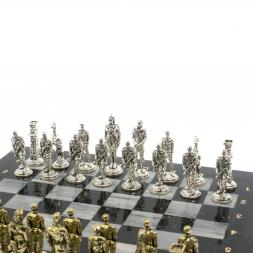 Шахматы "Великая Отечественная война" из серого мрамора доска 40х40 см