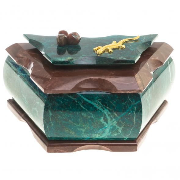 Шкатулка камень змеевик, креноид 14х8х8 см 112132