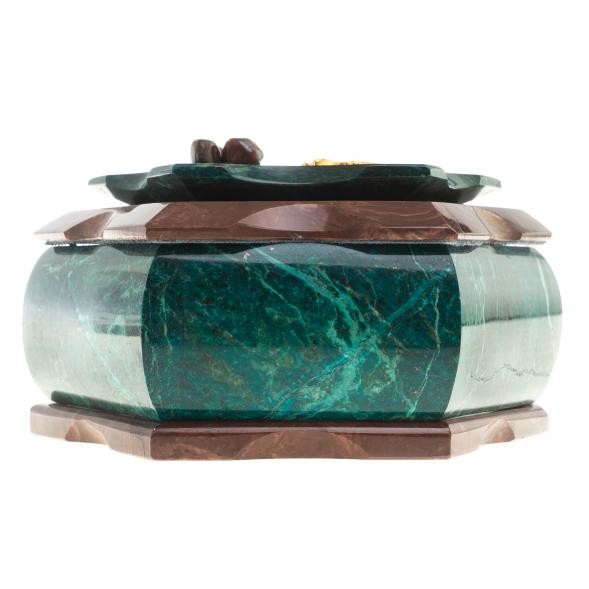 Шкатулка камень змеевик, креноид 14х8х8 см 112132