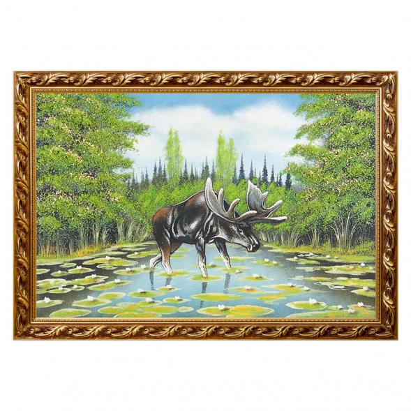 Картина &amp;quot;Лось&amp;quot; багет 46х66 см, каменная крошка 111756