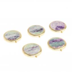 Зеркало круглое камень флюорит цвет золото