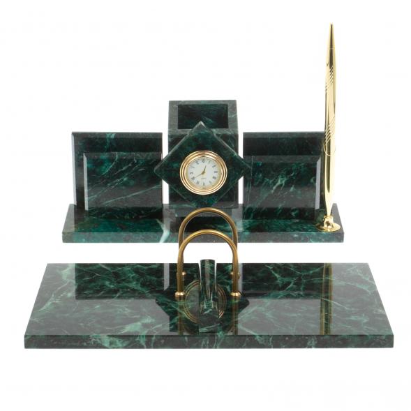 Письменный прибор &amp;quot;Менеджер&amp;quot; камень шабровский змеевик 127056