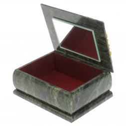 Шкатулка с рисунком "Осень" из змеевика 16х12х7,5 см