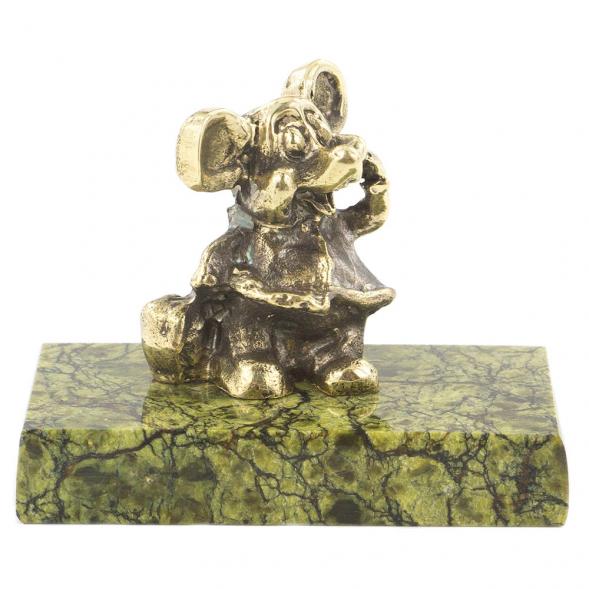 Статуэтка из бронзы и змеевика &amp;quot;Мышка с сумкой&amp;quot; 120195