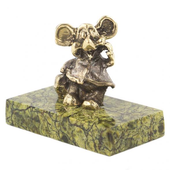 Статуэтка из бронзы и змеевика &amp;quot;Мышка с сумкой&amp;quot; 120195